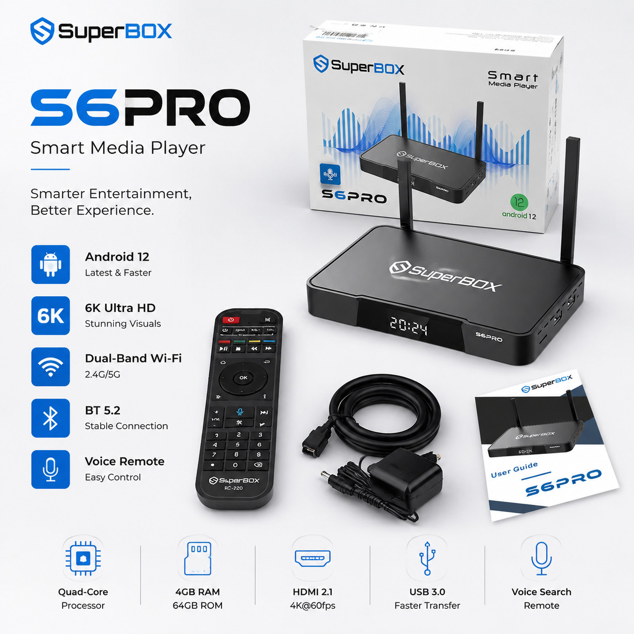 New SuperBox S6 Pro 24/7 Lifetime Support - Authorized Distributor - Free Ship