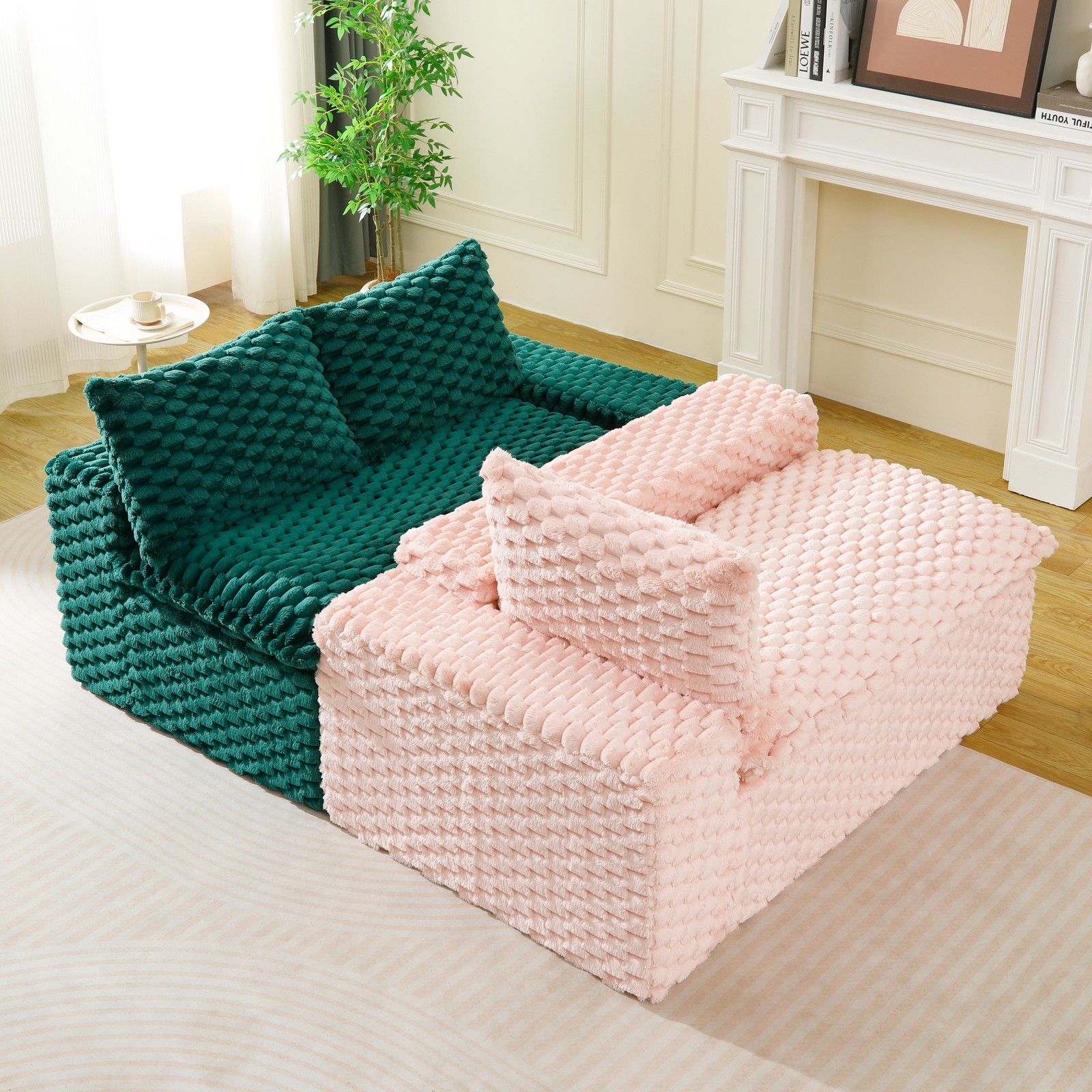 Luxury Color-Block Turtle Velvet Multifunctional Sofa - Arrangeable in Single
