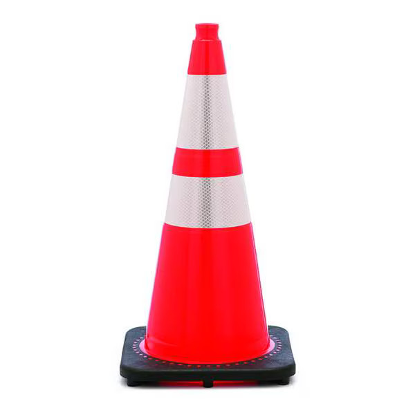 Traffic Cone, Night or High Speed Roadway (45 mph or higher), 7 lb, Reflective,