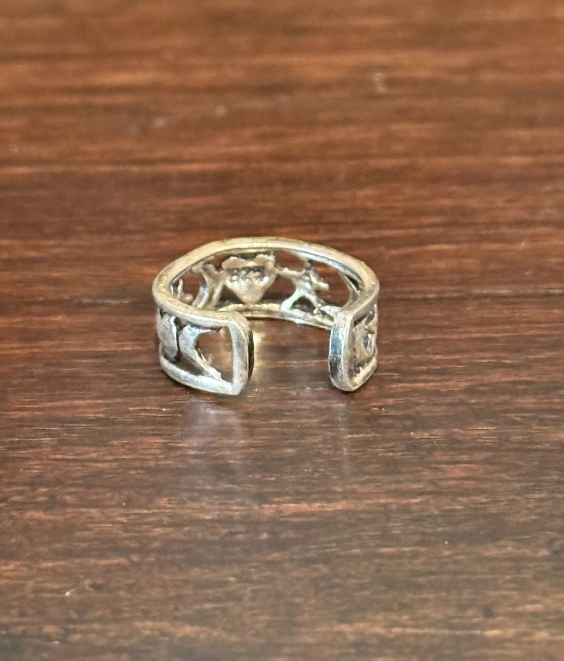 925 Sterling Silver Toe Ring Hearts Stars Moons Adjustable Boho Celestial