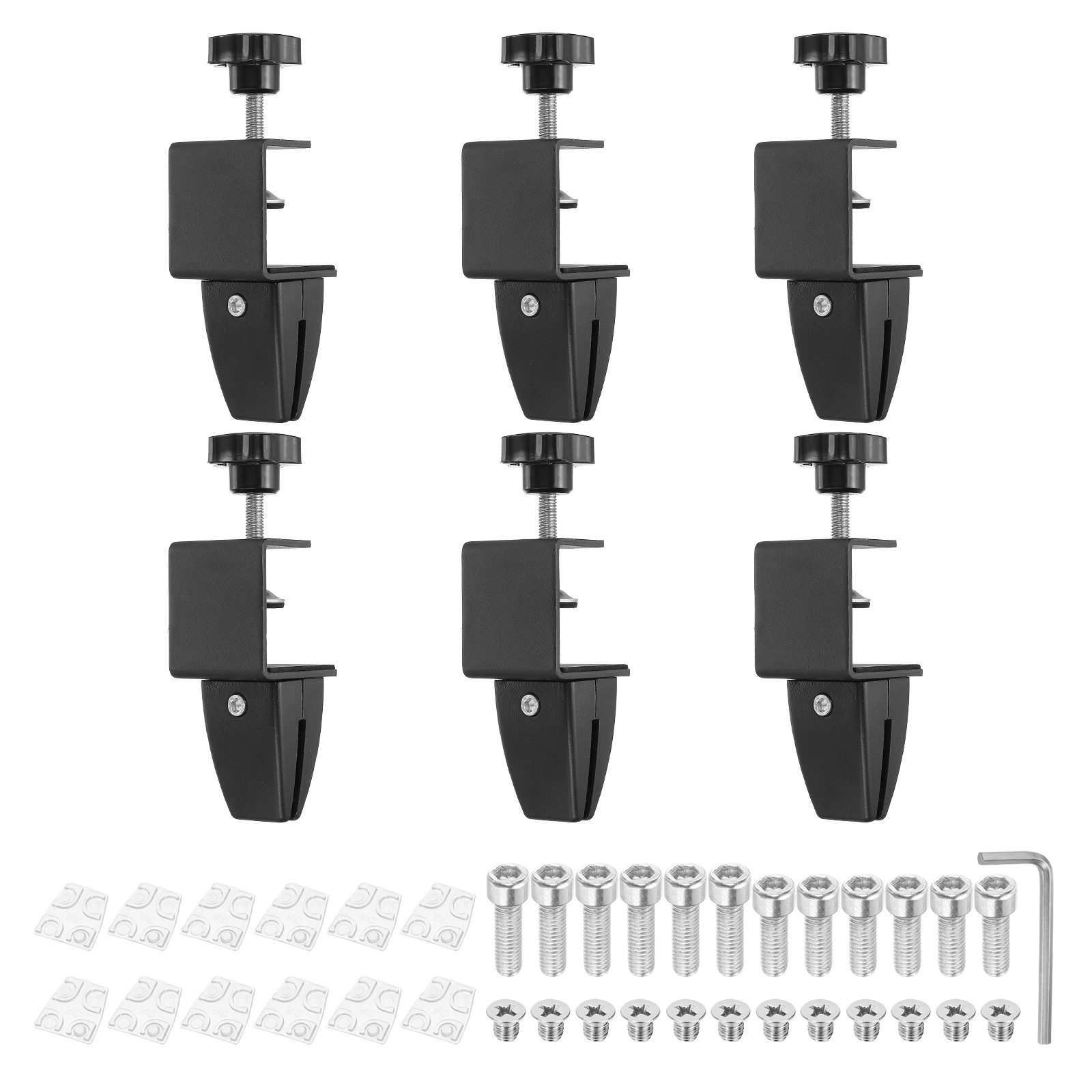 6Pcs Adjustable Desk Divider Partition Clips, Sneeze Guard Support, Black
