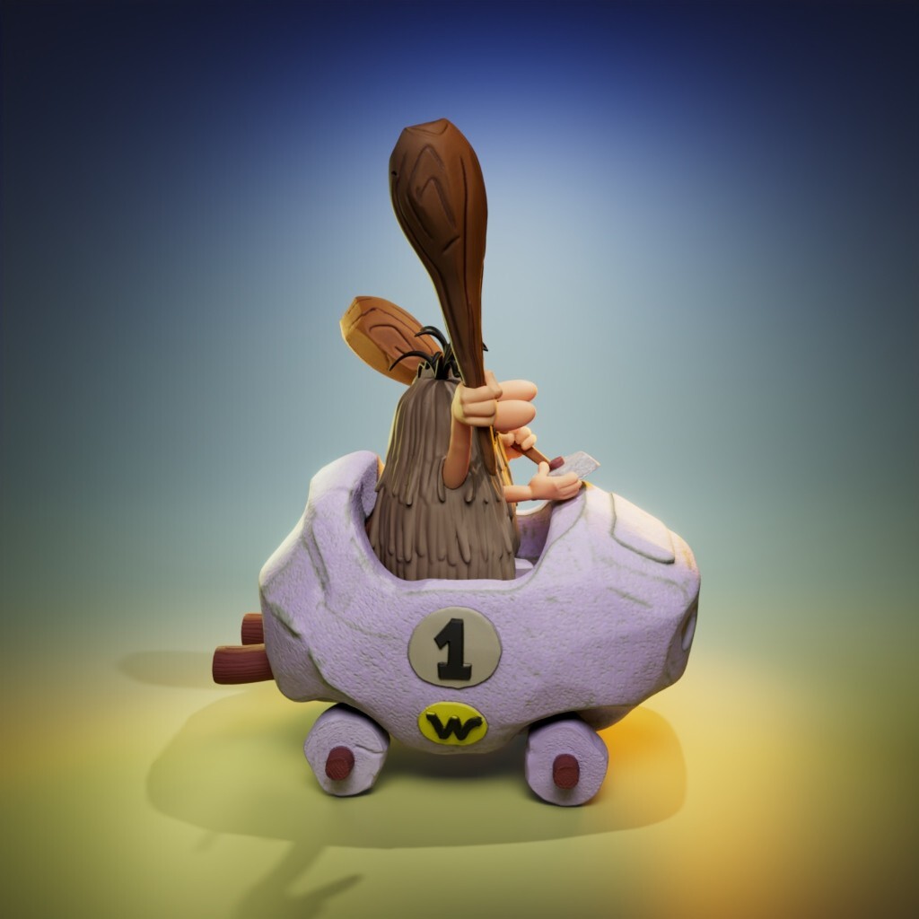 UNPAINTED Wacky Races Boulder Mobile 3D Printed Model Kit UW
