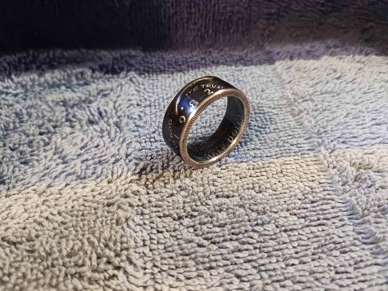 1982 Kennedy Half Dollars size 12 coin ring handmade mixed metals (B)