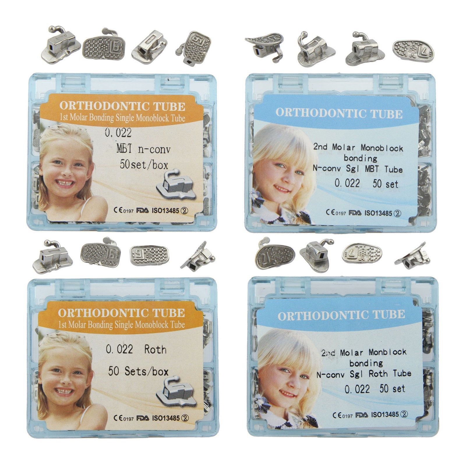 50 Set Dental Orthodontic One Piece Buccal Tubes 1st 2nd Molar Mono MBT Roth 022