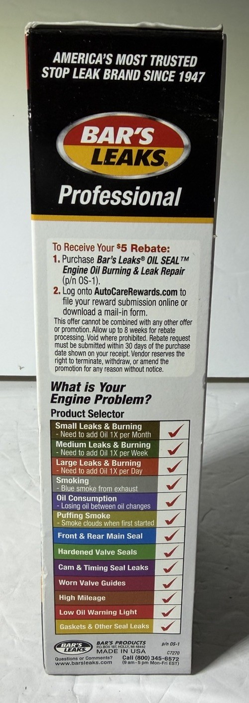 Bar's Leaks OS-1 Oil Seal Engine Oil Burning & Leak Repair - 16.9 oz.