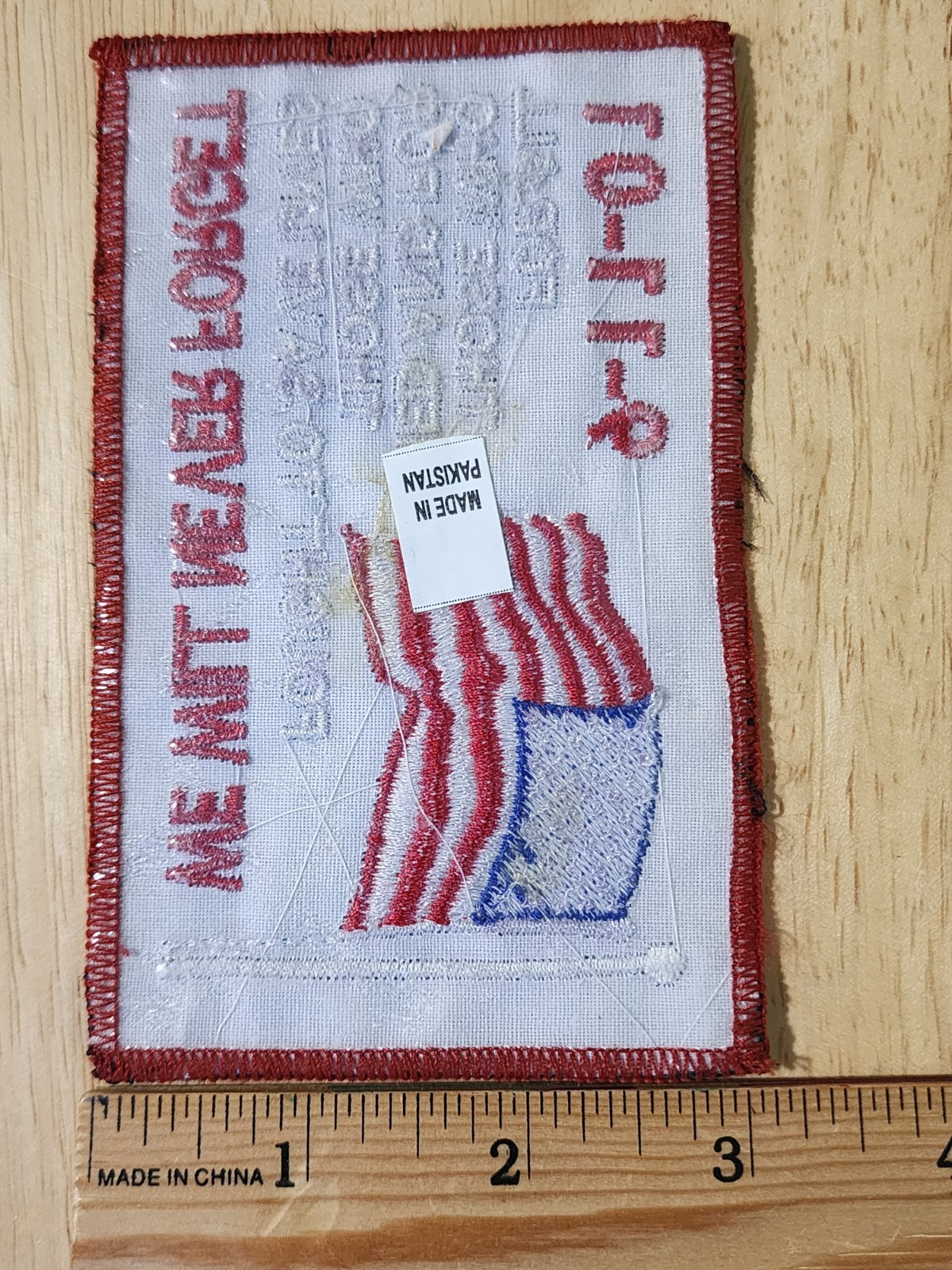 9-11-01 PATCH - WE WILL NEVER FORGET THOSE WHO DIED *FREE SHIP*