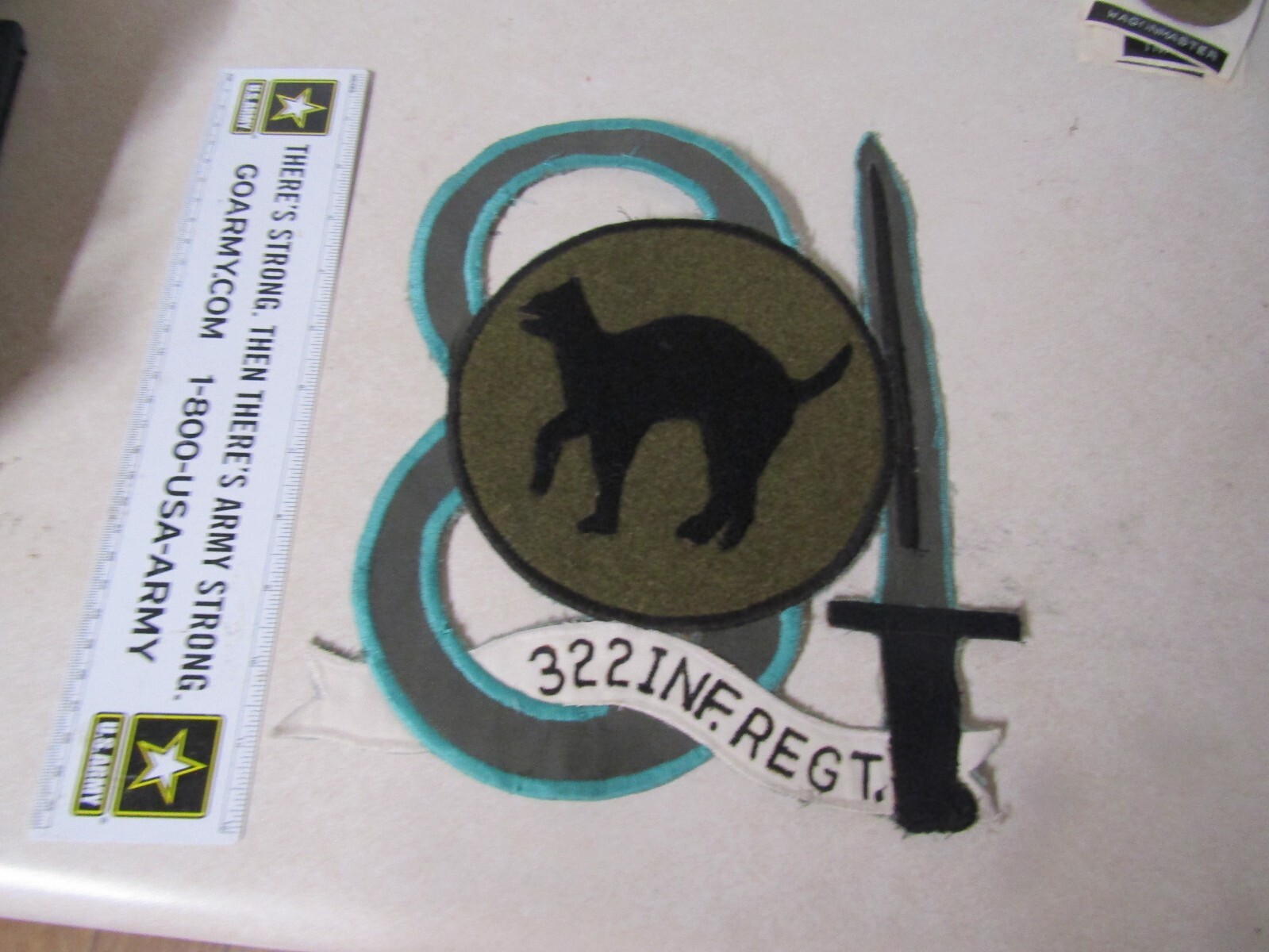 MILITARY PATCH HUGE HAND MADE 12 INCHES TALL 81ST INFANTRY 322 INFANTRY REGIMENT