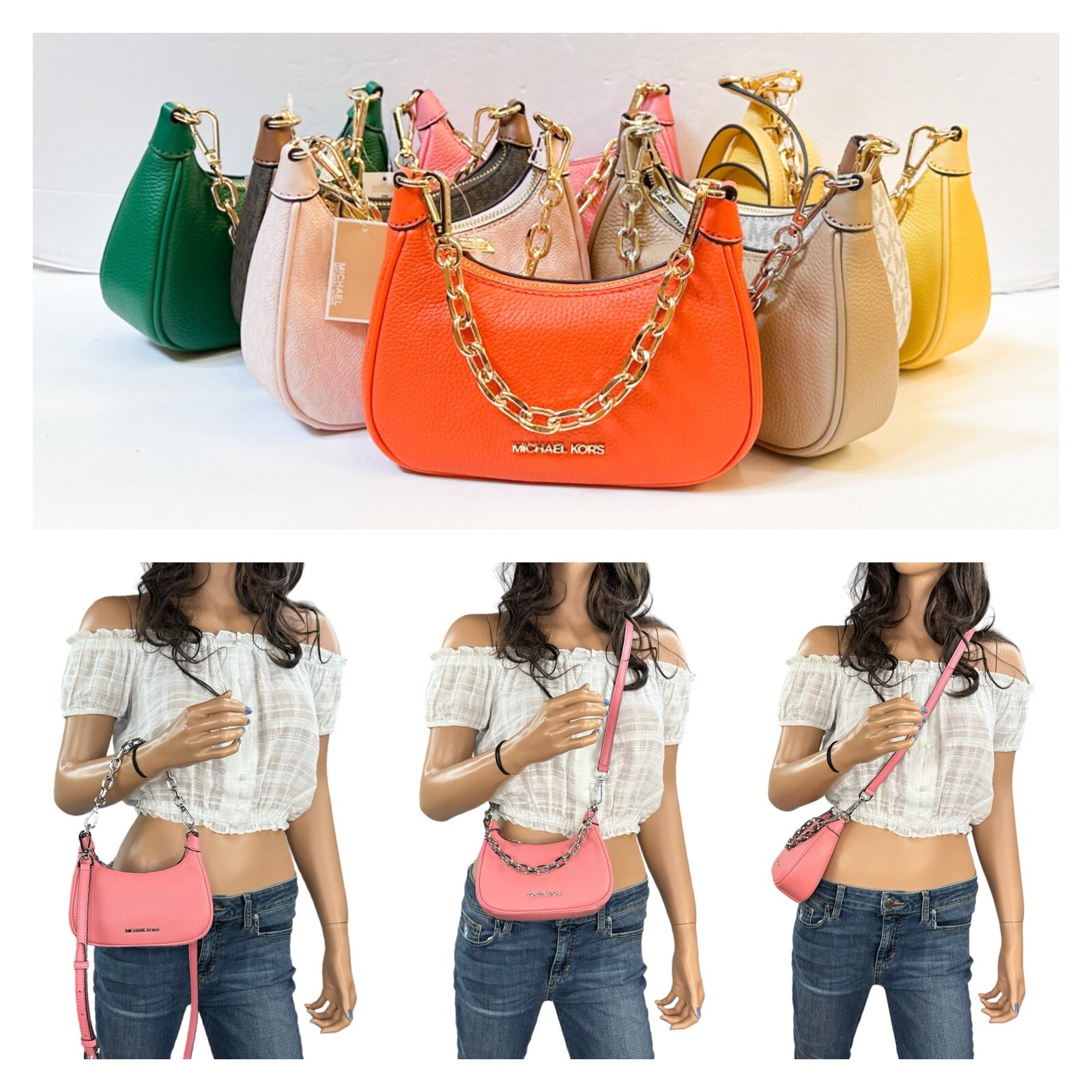 Michael Kors Cora MINI Pouchette Convertible Shoulder Chain Crossbody Bag