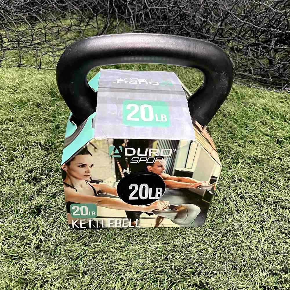 NEW 20 LB Kettlebell Weight Vinyl Black Home Gym Workout Crossfit Yoga DuroSport