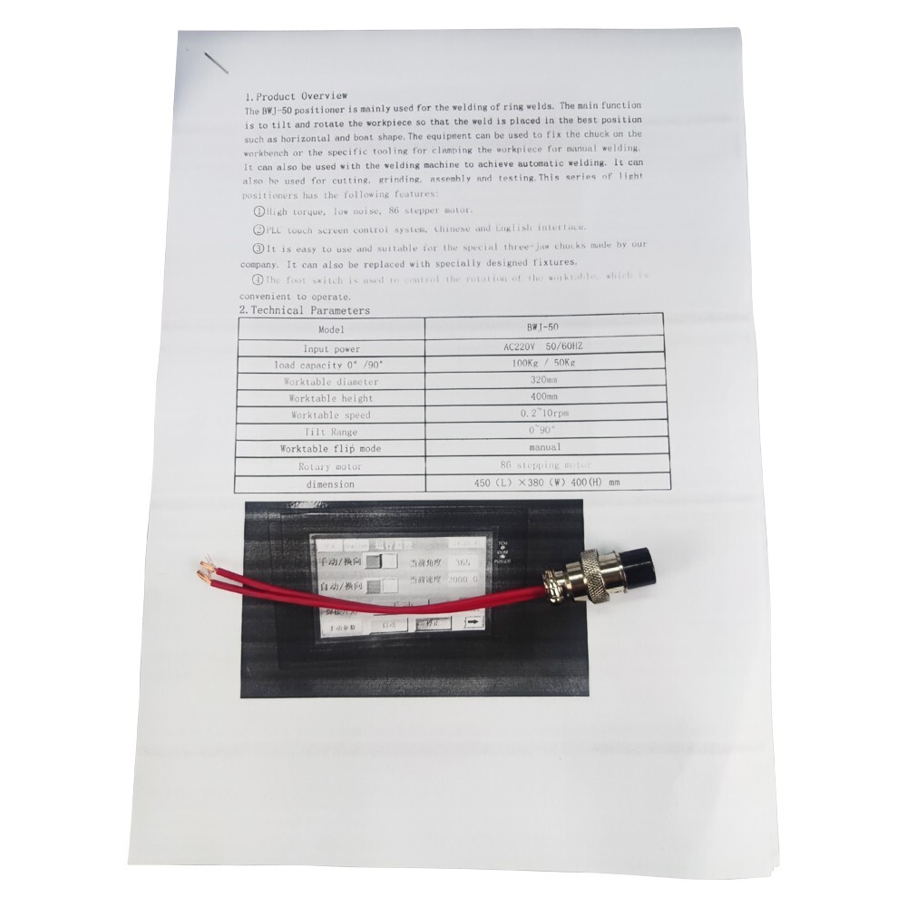 50KG Welding Positioner Turntable Welding Bench PLC Controller+ 200MM Chuck