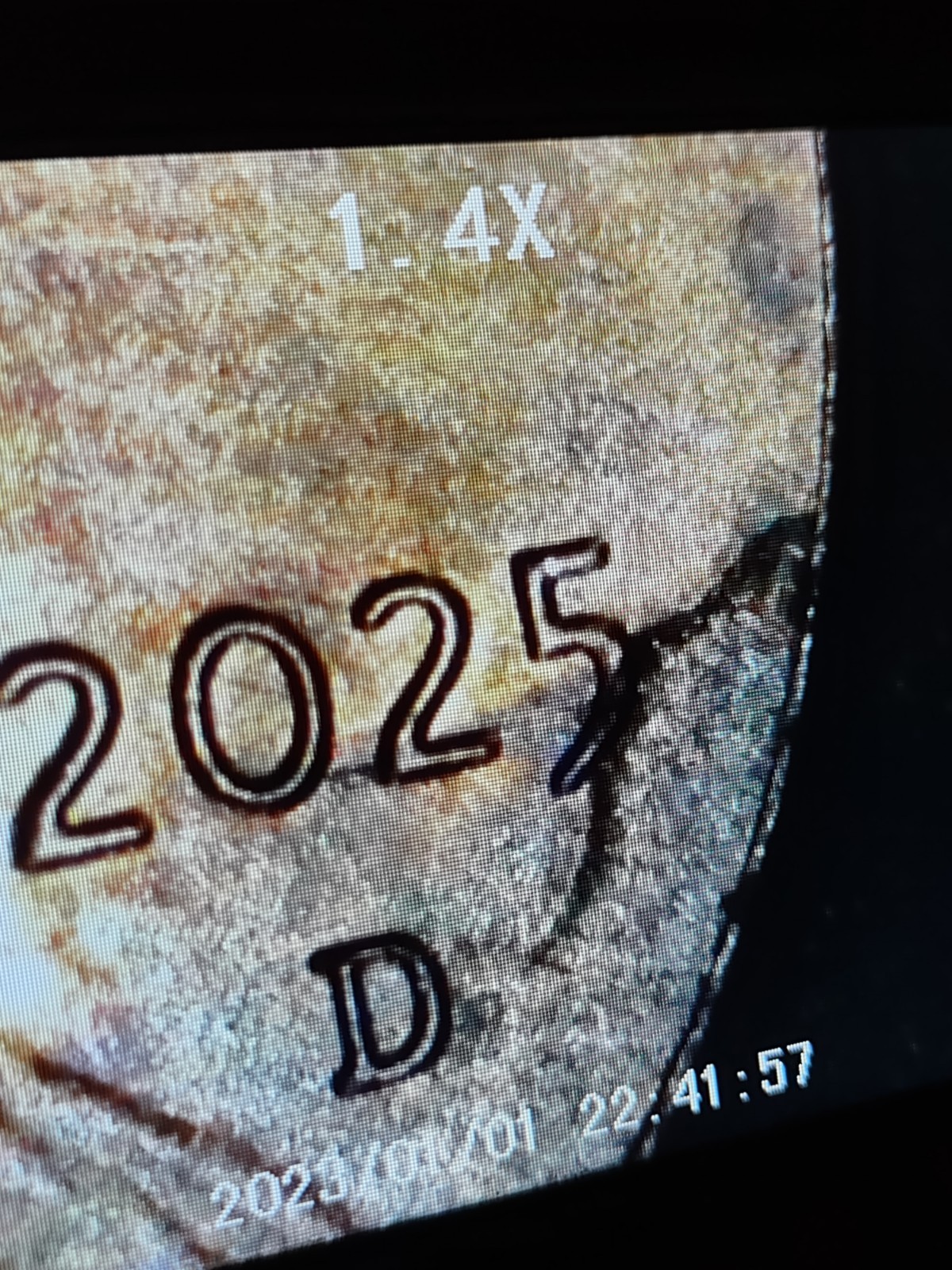 2025D Penny Huge Die Crack Obverse Circulated Uncertified