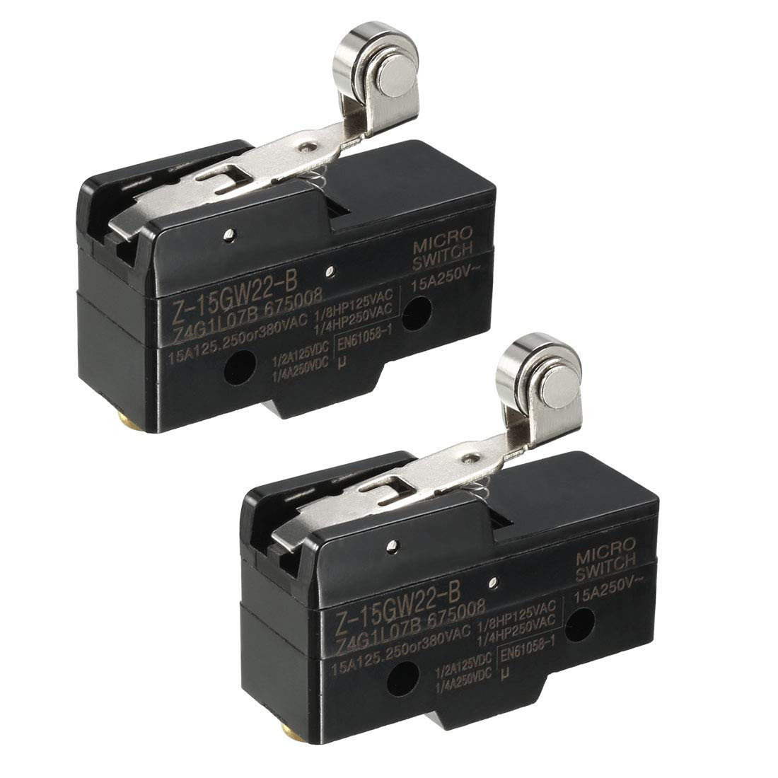 2PCS Z-15GW22-B 1NO + 1NC Hinge Roller Lever Micro Action Switches