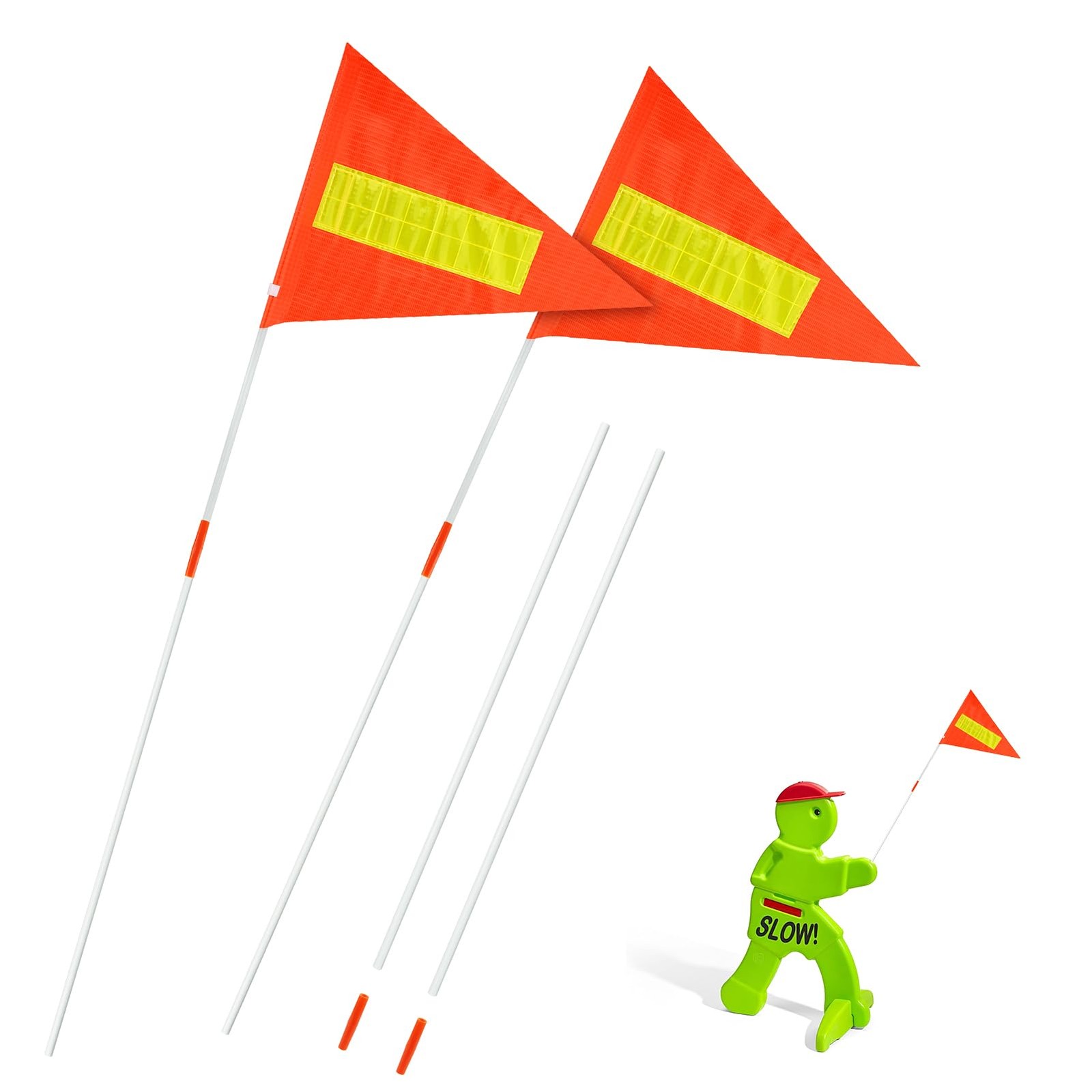 Replacement Safety Flags 2Packs Compatible with 12 inches long, Bright orange