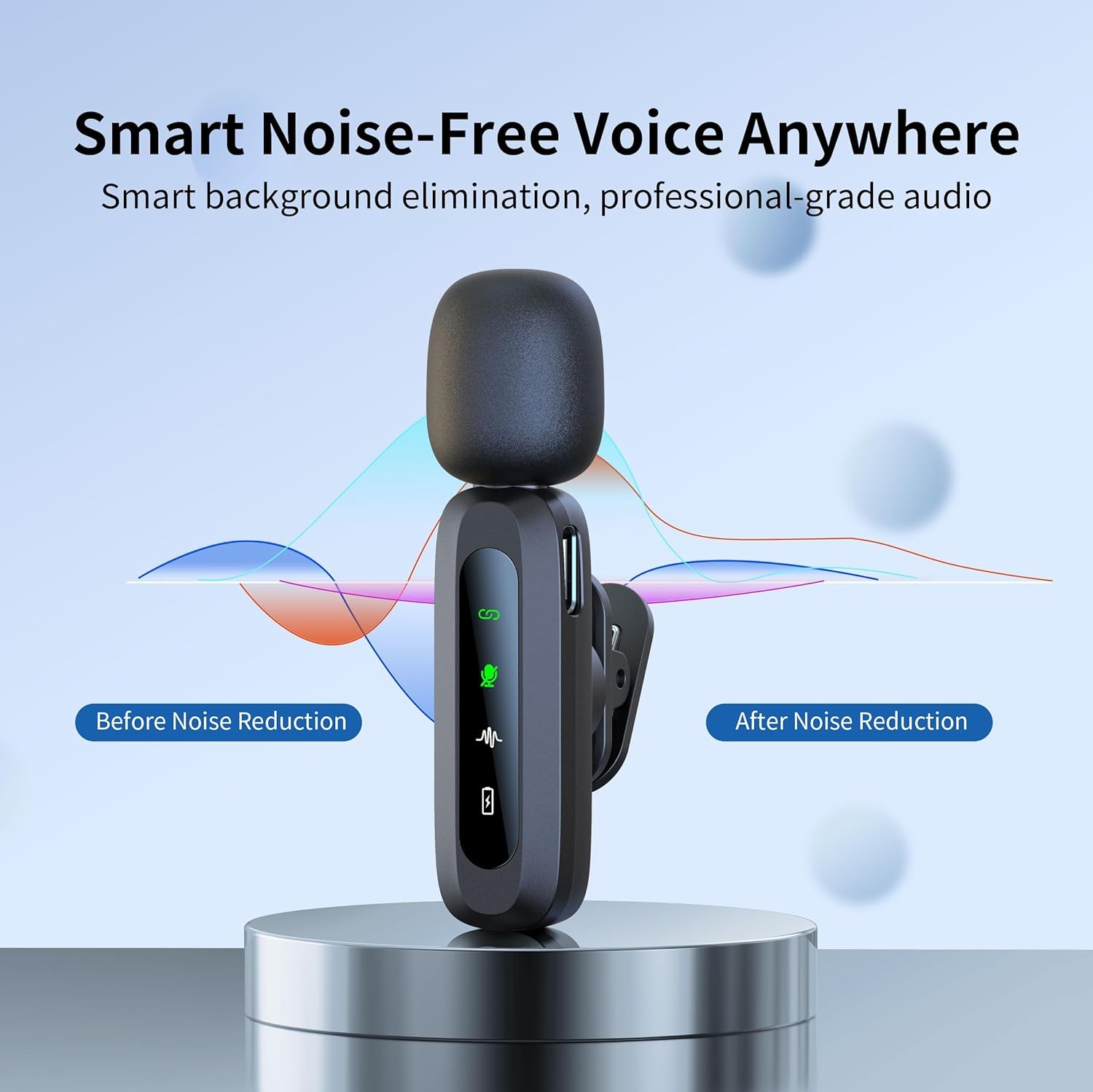 Wireless Mini Microphone for USB-C Devices, iPad & Android, Lavalier Mic with No