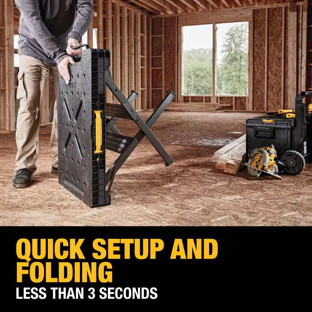 33 In. H Plastic Folding Portable Sawhorse Workbench