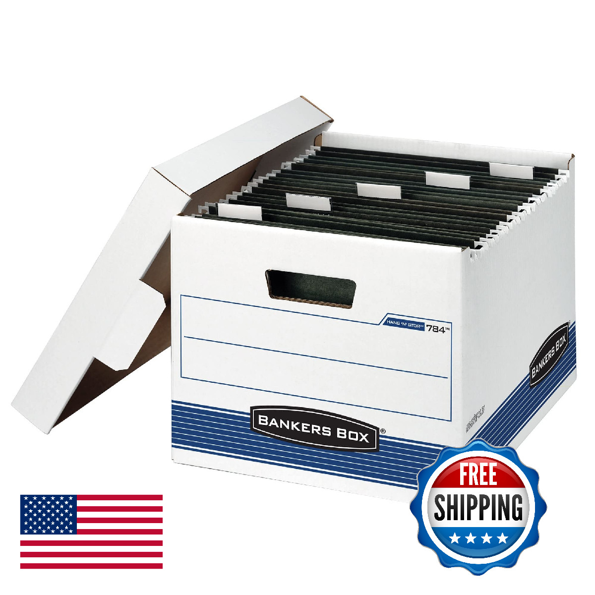 Bankers Box Bankers 4 Pack Hangnstor Medium-Duty File Storage Boxes Fastfold