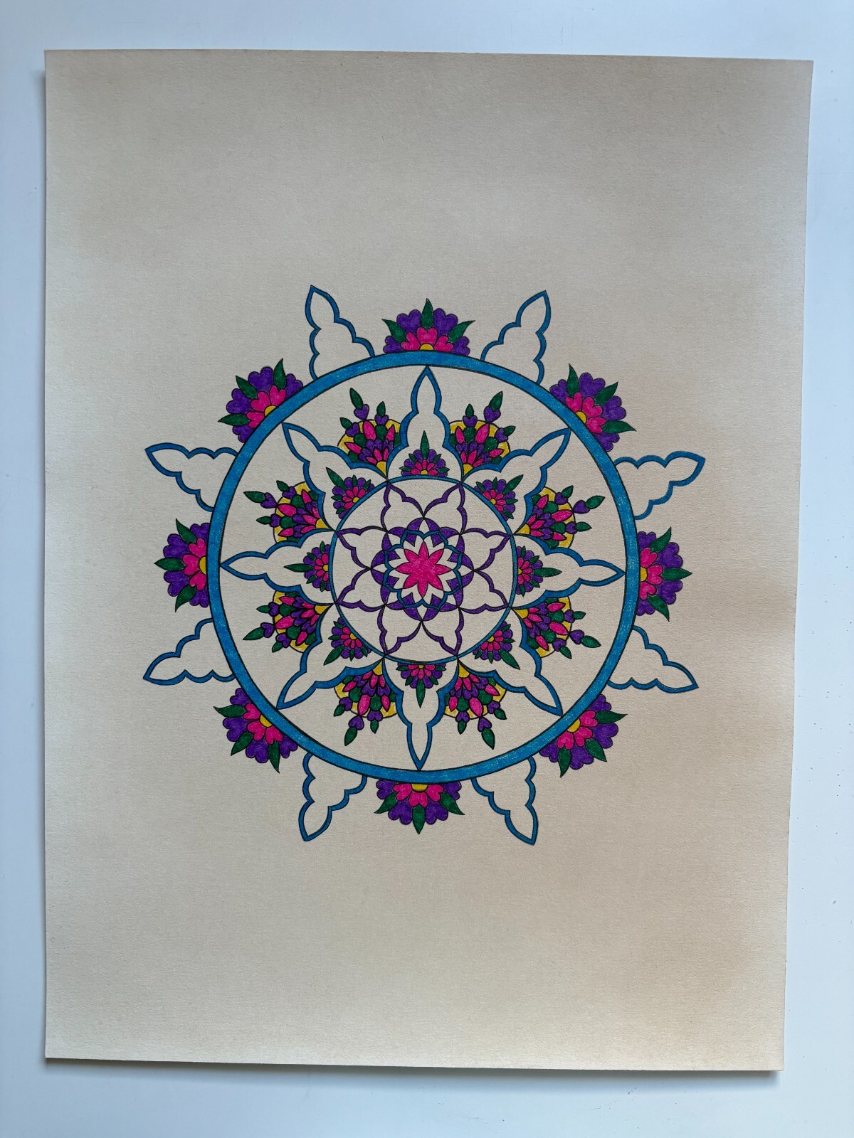 Original Art-Drawing-Circular Pattern-Rosette-Mandala -9" x 12" A4 - Artwork