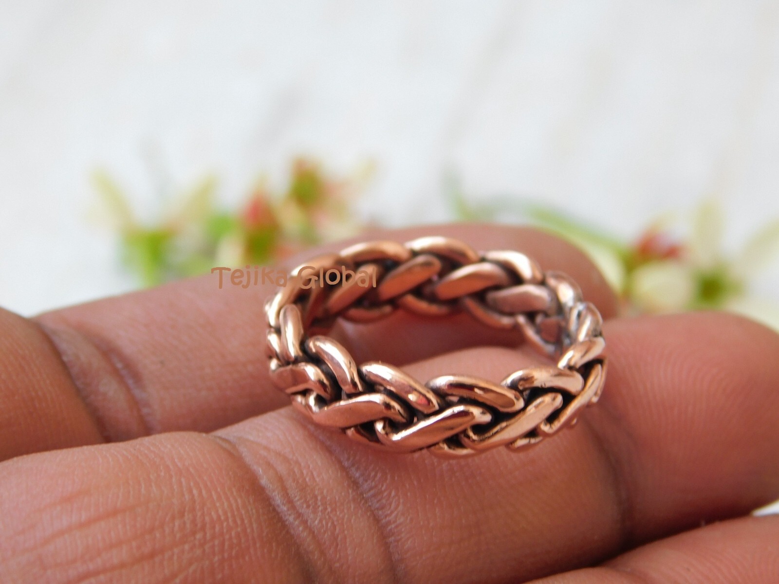 Solid Pure Copper handmade chain Ring Men Women Arthritis Jewellery Unisex Ring,