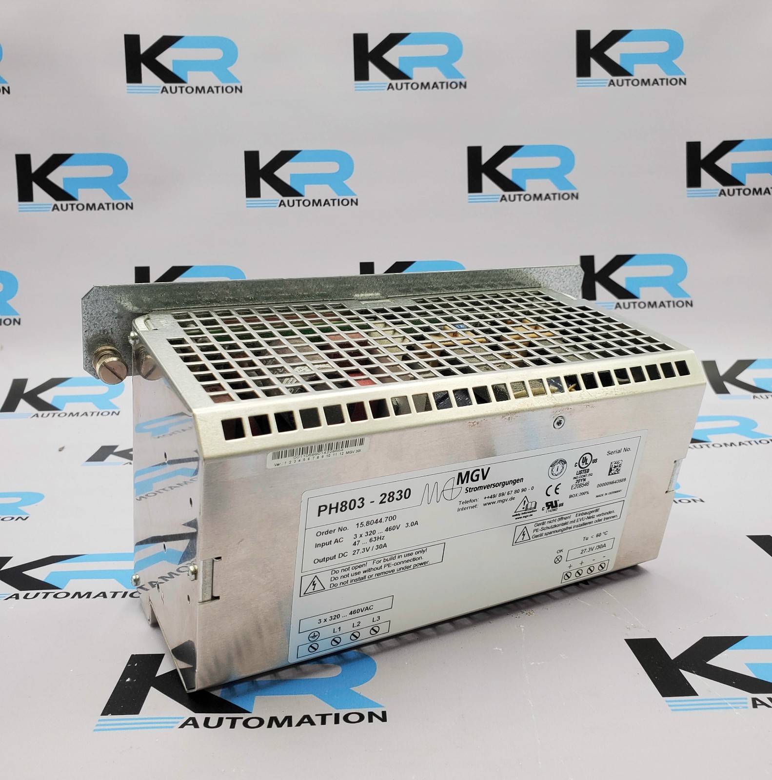 MGV PH803-2830 Power Supply 3Ph 320-460VAC 3.0A 27.3VDC 30A