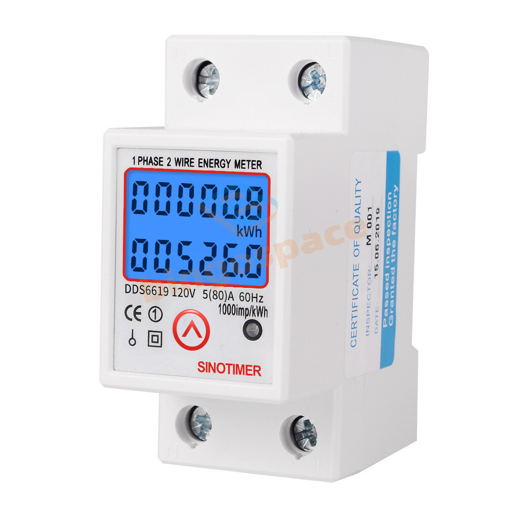 DDS6619 120V Reset LCD Digital Single Phase Energy Watt KWh Meter DIN Rail Mount
