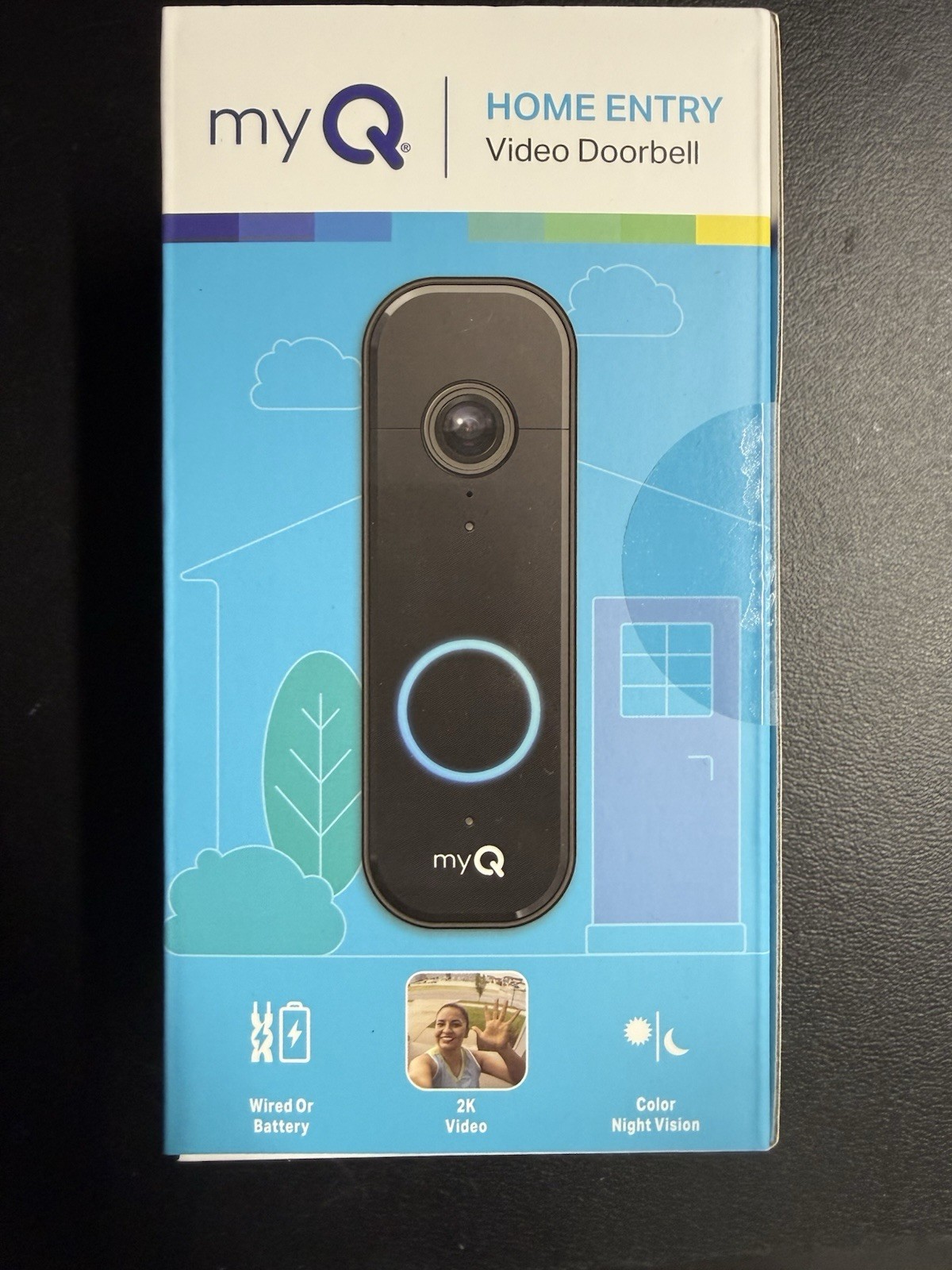 CHAMBERLAIN myQ Video Doorbell | 2K Camera, Battery/Wired, Night Vision, Black
