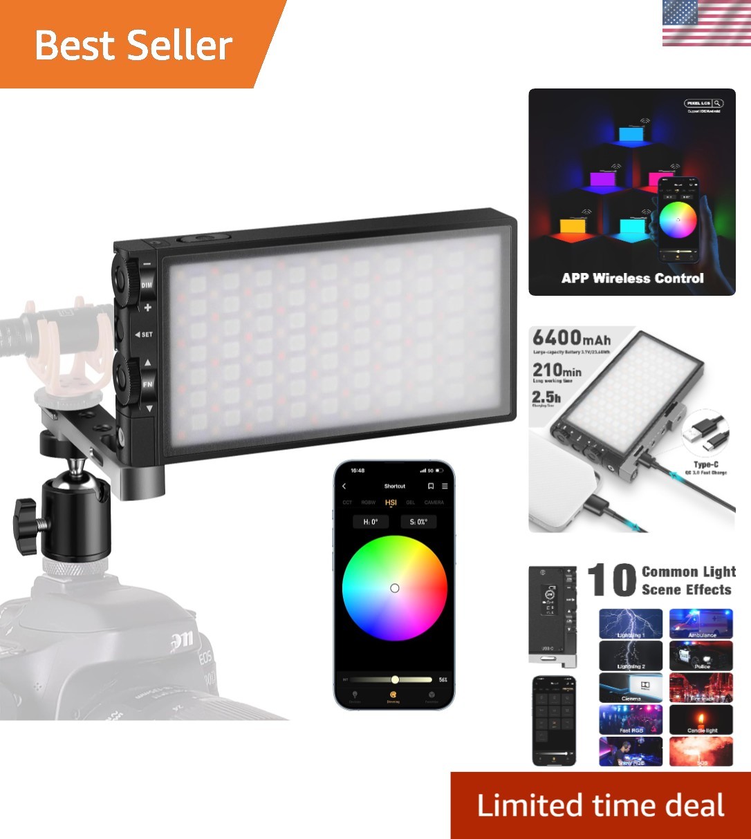 G1s 12W RGB Video Light: APP-Controlled, 210 Min Battery, Perfect for Creators
