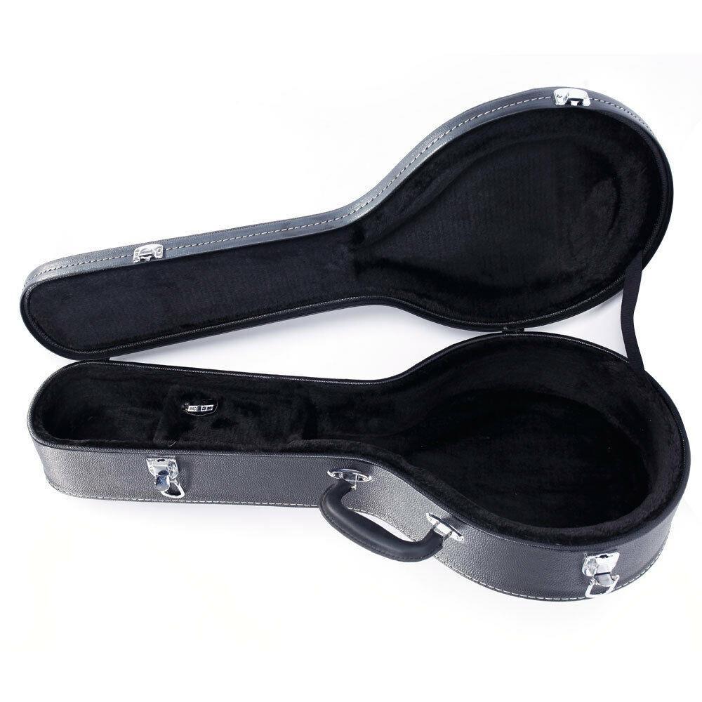 Glarry A-Style Microgroove Pattern Mandolin High-Class Leather Case Black