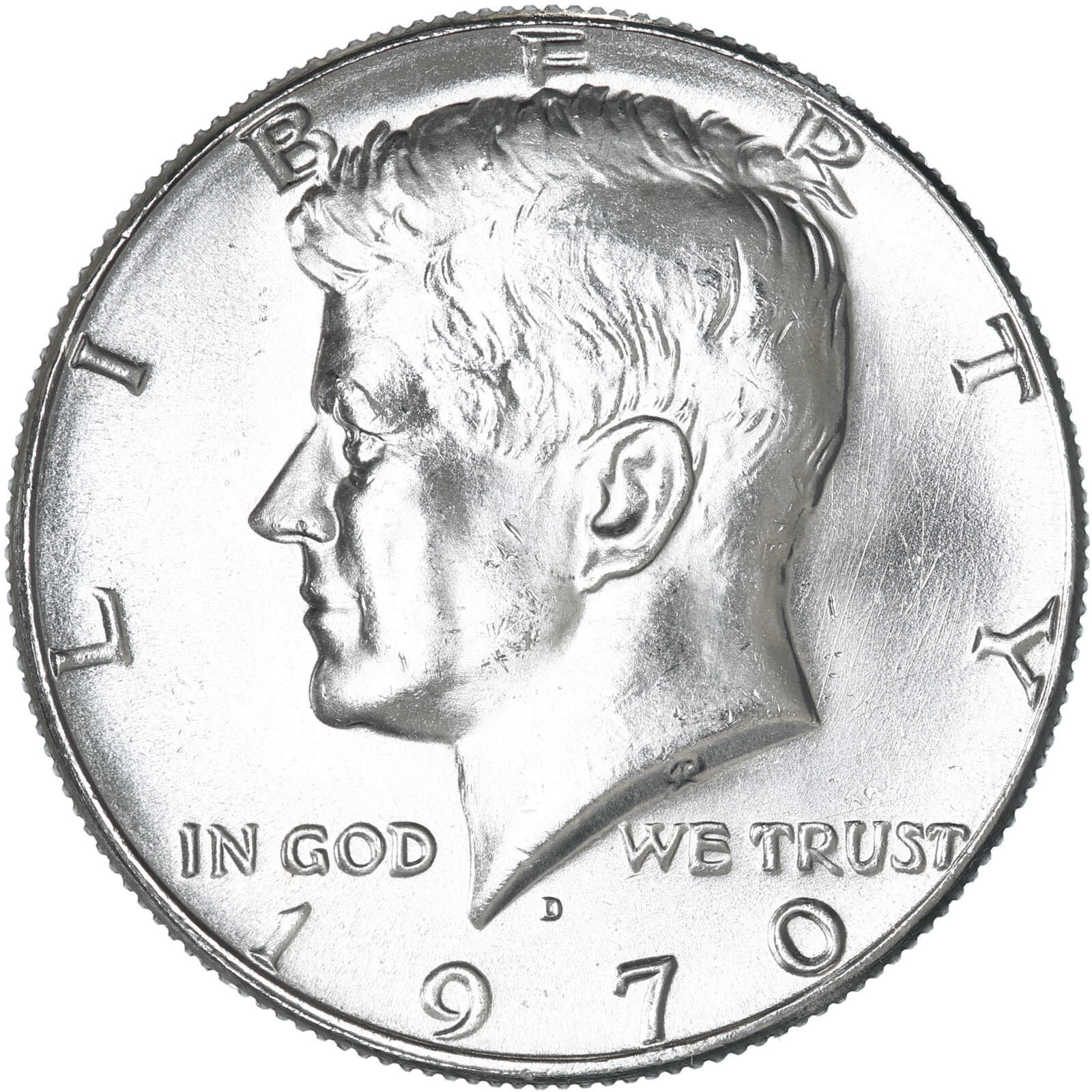1970 D Kennedy Half Dollar 40% Silver Brilliant Uncirculated