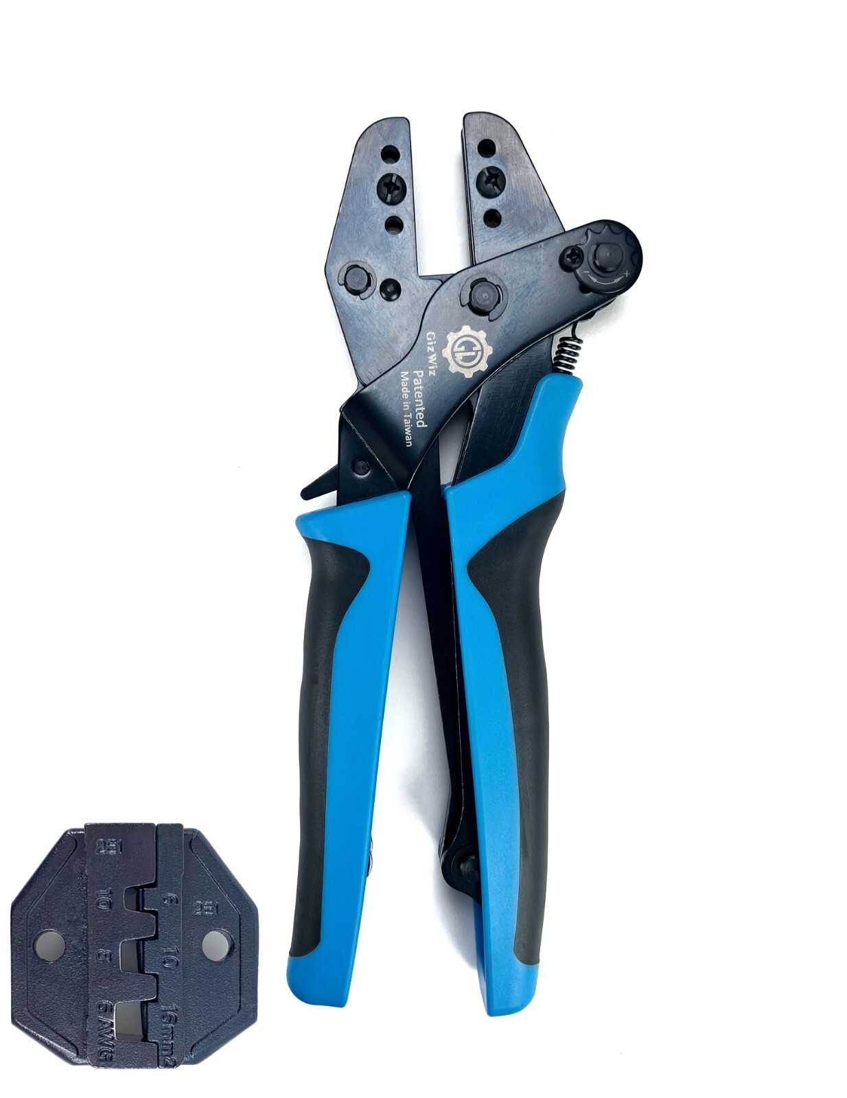 GIZWIZ Interchangeable Parallel Ratchet Crimp Tool For Pin Terminals AWG 10-6