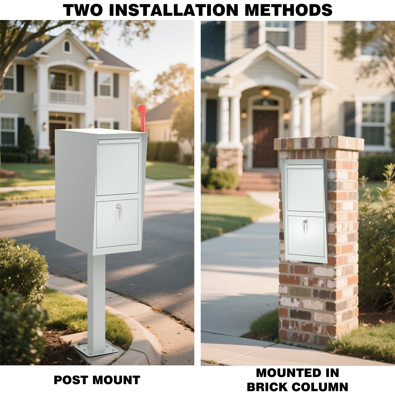 Curbside Locking Mailbox for Packages Large Street Mailbox for Outside with Post