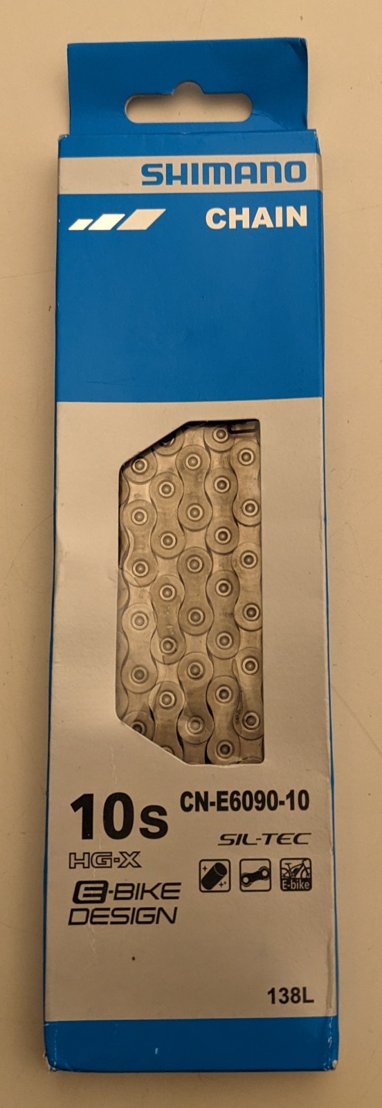 Shimano STEPS CN-E6090-10 Ebike Chain - 10-Speed, 138 Links, Silver
