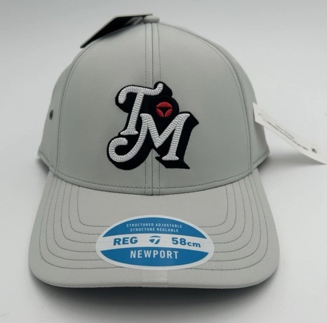TaylorMade Golf Newport Retro Metal Eyelet Adjustable Cap Hat Light Grey New