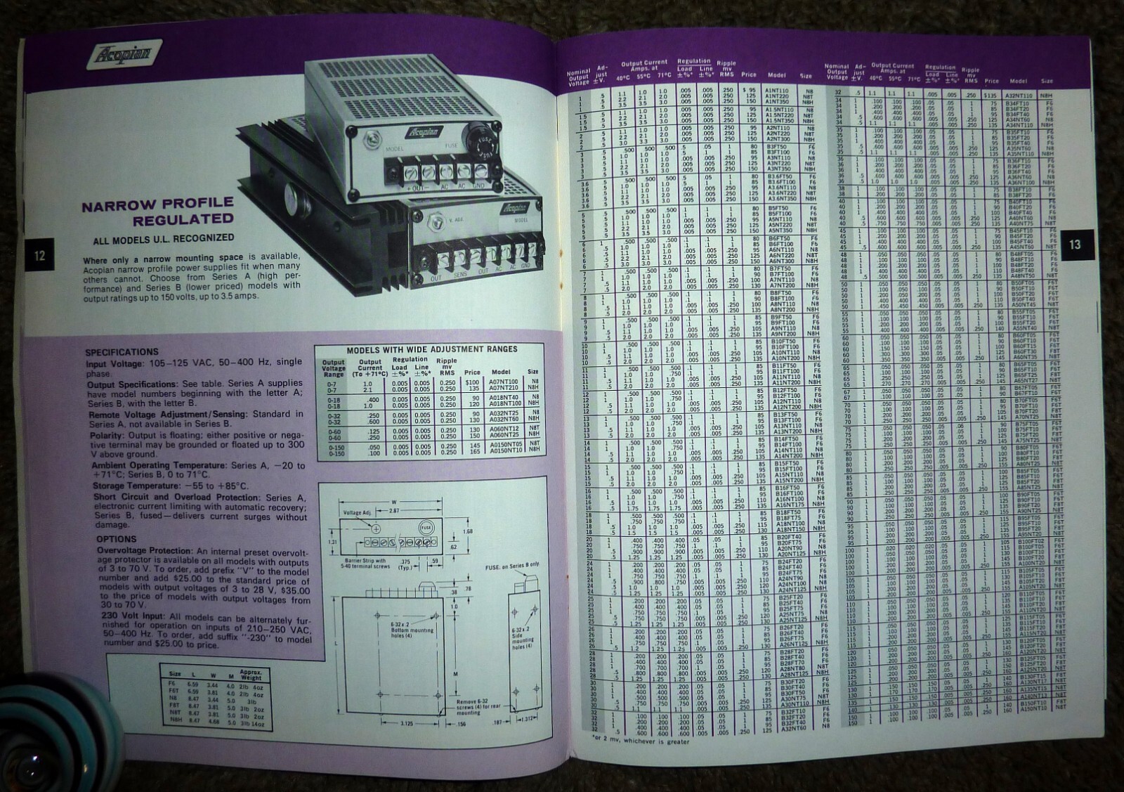 Acopian Power Supply Catalog 1981 OEM Good Condition