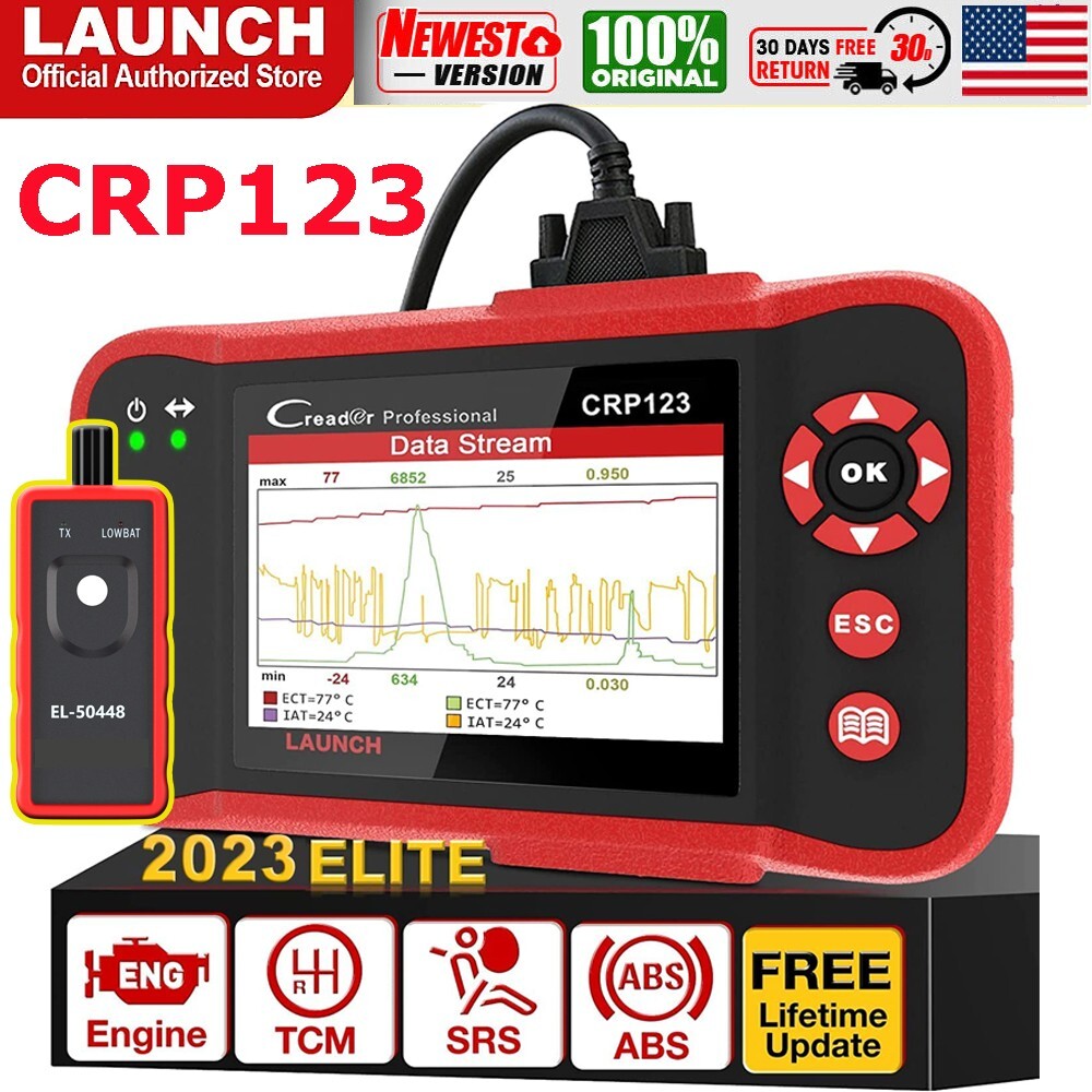 2023 LAUNCH CRP123 Elite Car OBD2 Diagnostic Scanner ABS SRS Engine Code Reader