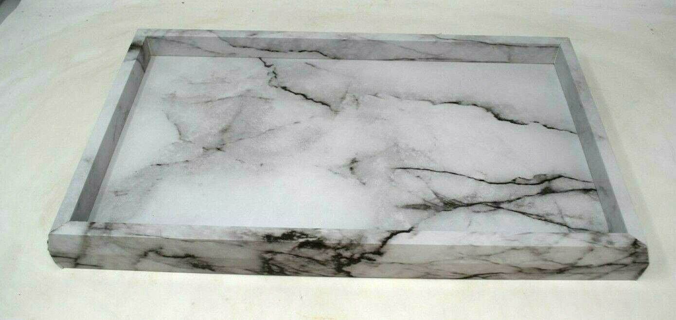 White Marble Print Tray Set Display Serving Free Shipping