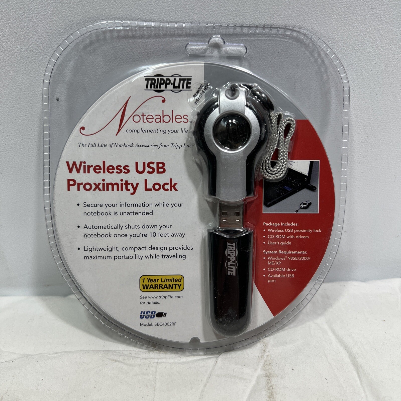 Tripp Lite SEC4002RF Wireless Notebook / Laptop Computer USB Proximity Lock ~NEW