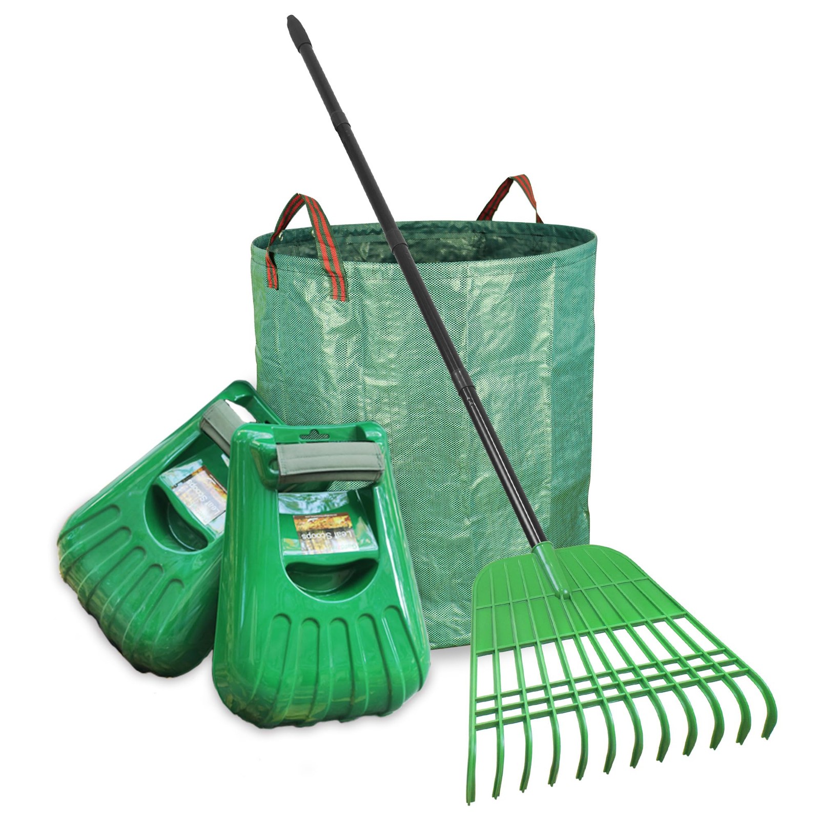 New Gardzen Plastic Rake for Leaves and Hand Scoops Set, 67 inch Adjustable Long
