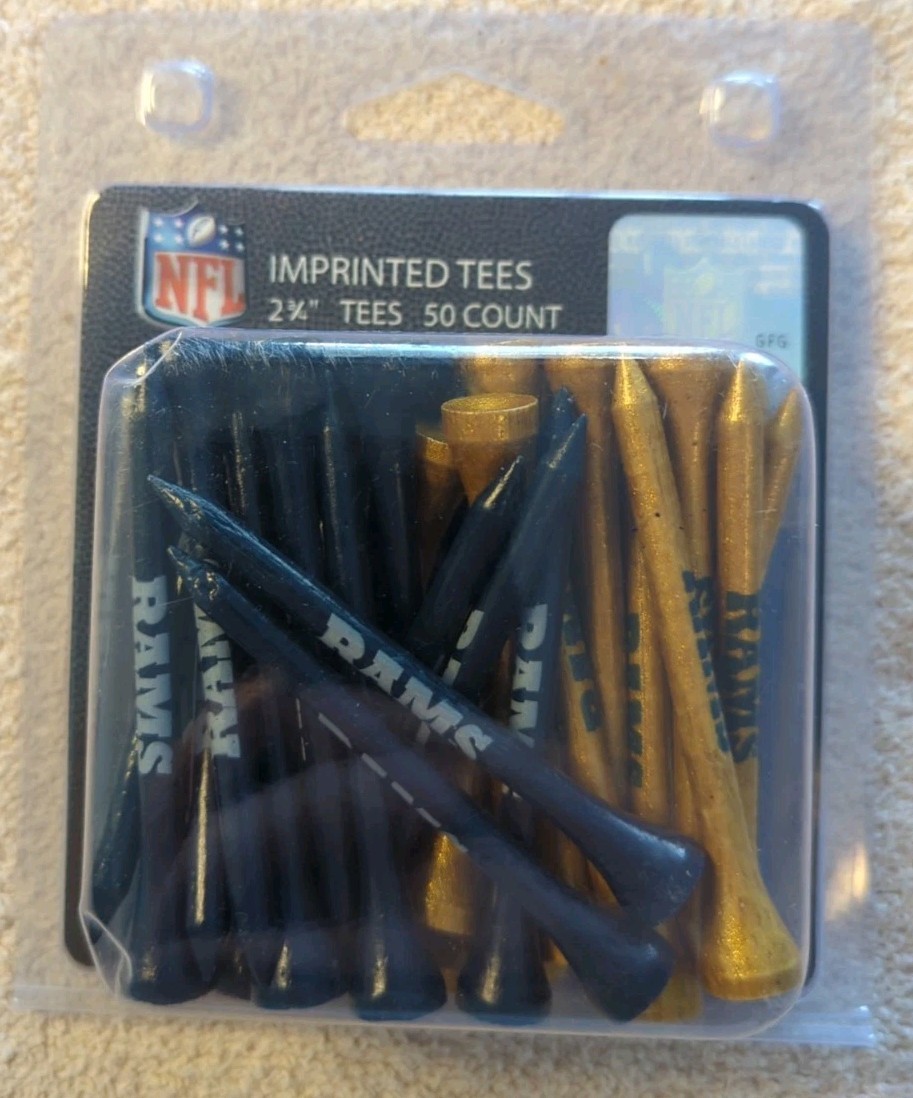 Los Angeles Rams NFL Football Golf Tees 50 Count 2 3/4" Imprinted Team USA NEW