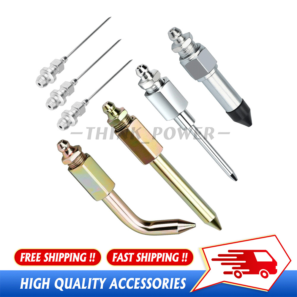 7X Grease Gun Kit with 3 Needle Nozzles, Rubber Tip, Elbow & Straight Adapter US
