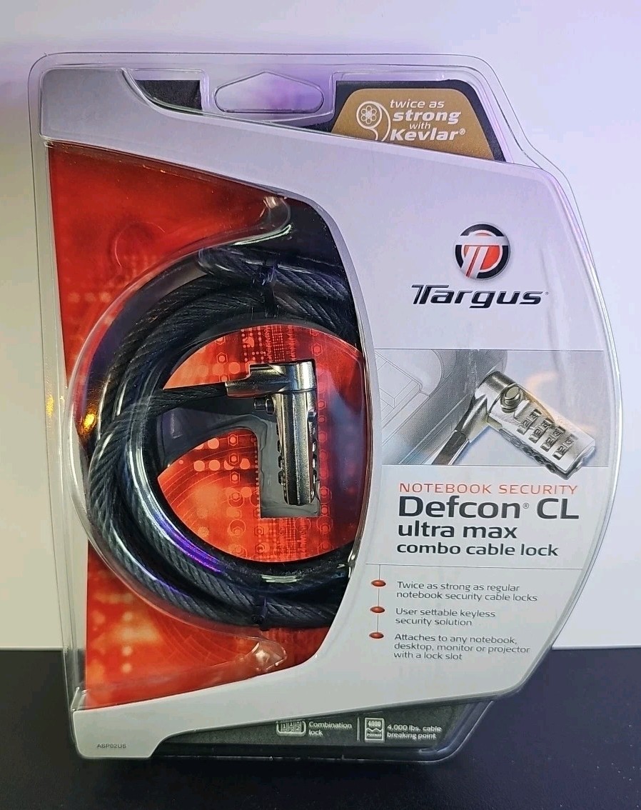 TARGUS Computer Defcon CL ULTRA MAX Combo Cable Lock, Notebook Security [NEW]