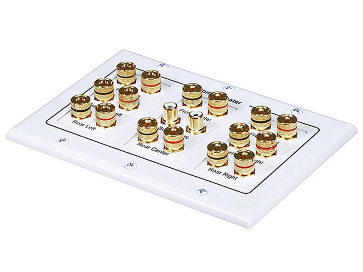 Monoprice 3-Gang 8.2 Surround Sound Distribution Wall Plate - Gold Plated