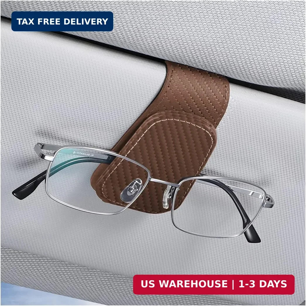AICEL Sunglasses Holders for Car Sun Visor, Leather Eyeglasses Hanger Mounter, M