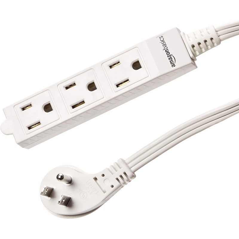 6ft Indoor Extension Cord Power Strip 2-Pack 3 Outlet Flat Plug Electronics New