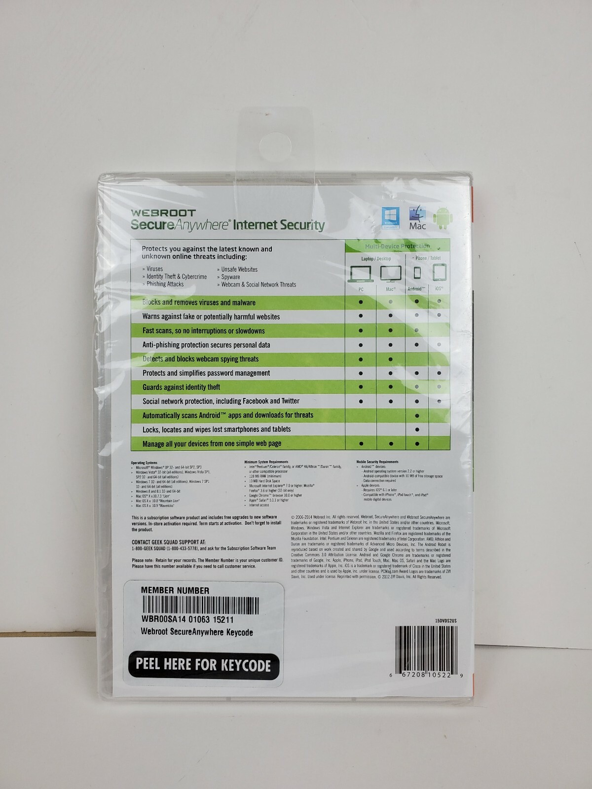 WEBROOT Secure Anywhere Internet Security Software NEW - Sealed