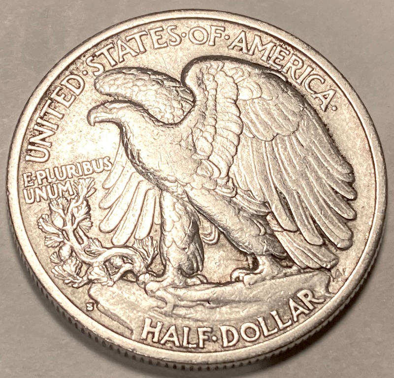 1933 S WALKING LIBERTY SILVER HALF CHOICE AU / BU