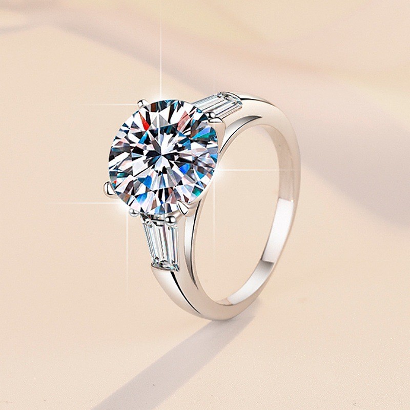 5CT Colorful Moissanite Four-claw for Women Engagement Ring 925 Sterling Silver