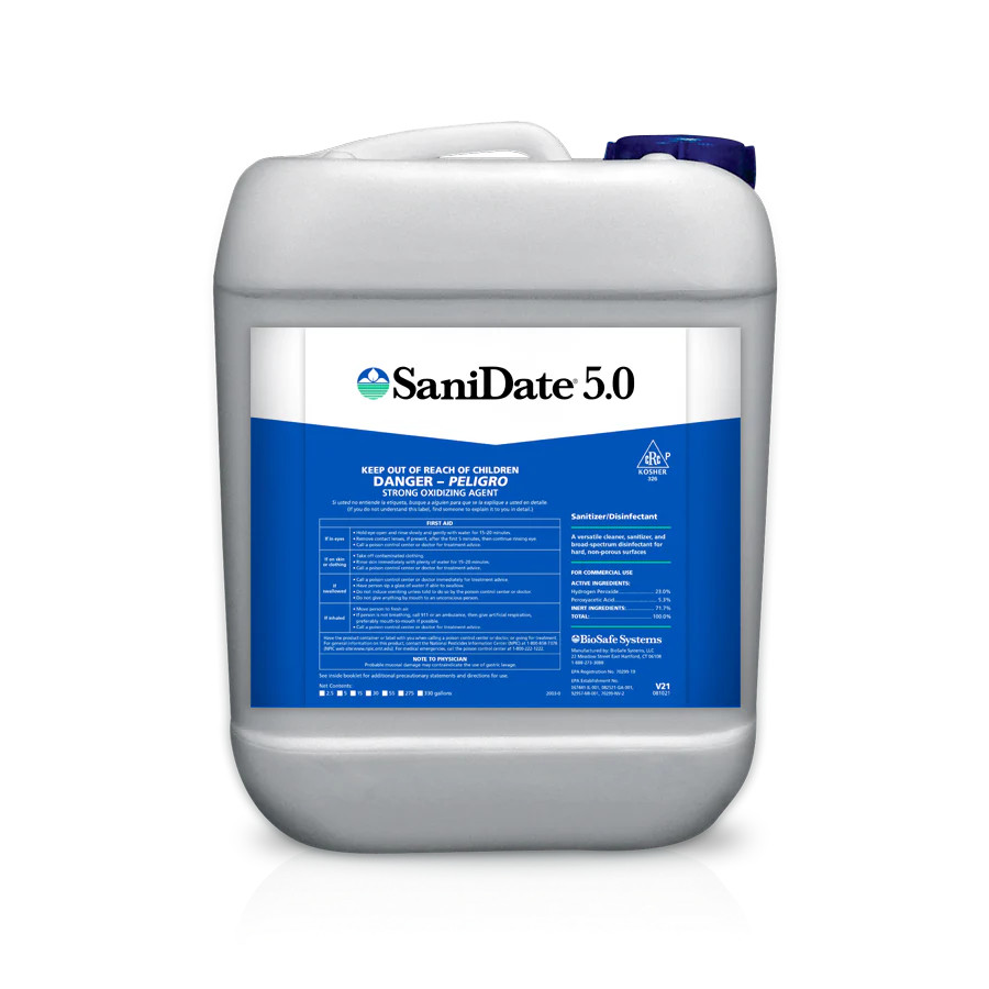 BioSafe Systems - SaniDate 5.0 Sanitizer/Disinfectant - 2.5-Gallon 2.5-Gallon