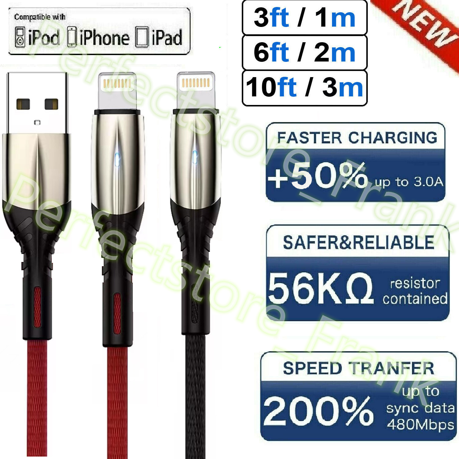 For iPhone 6 7 8 Plus iPhone 11 XR Xs Max 13 14 Charger USB Cable Cord 3/6/10FT