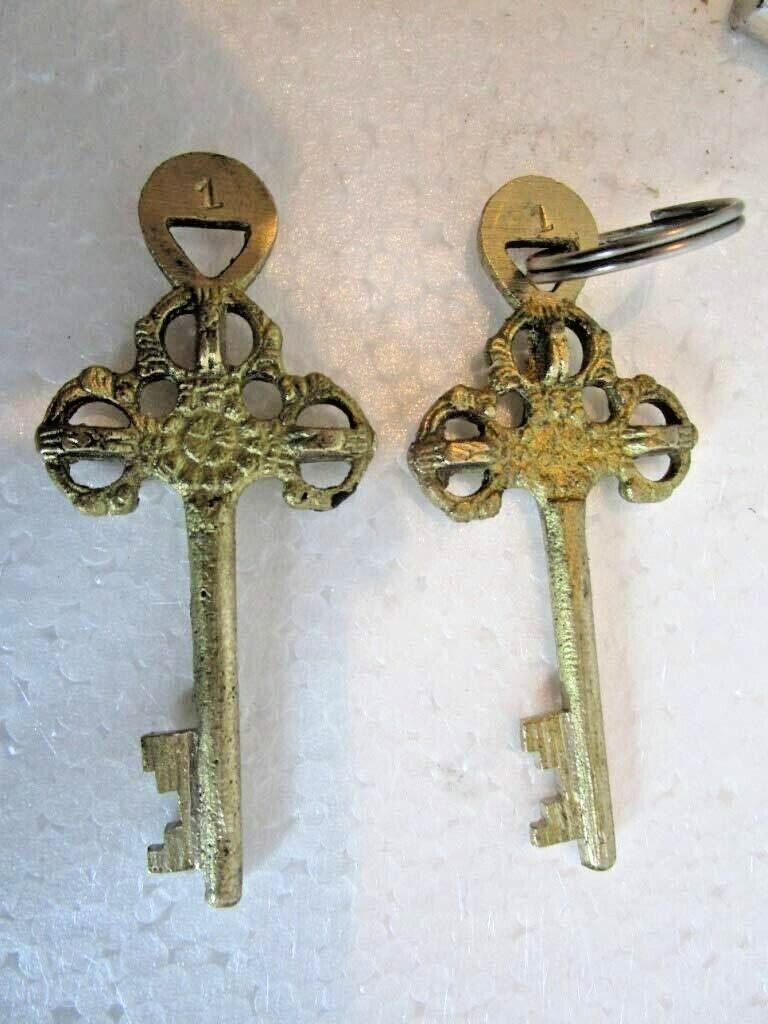 Handmade Working Functional Owl Shape Brass Padlock with Keys With Color Stone