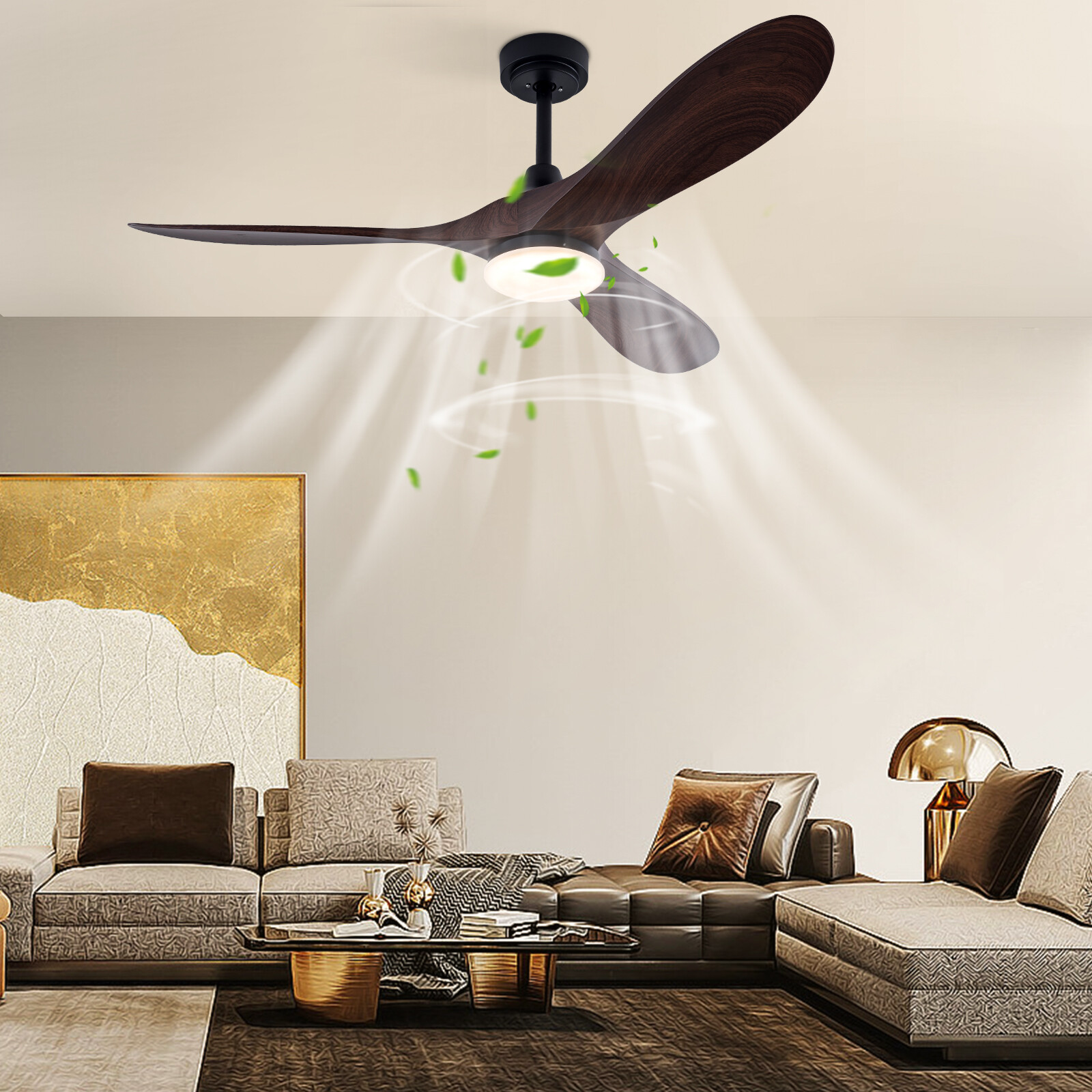 52 Inch Modern Ceiling Fan With Remote Indoor 3 ABS Blades Chandelier 50W New